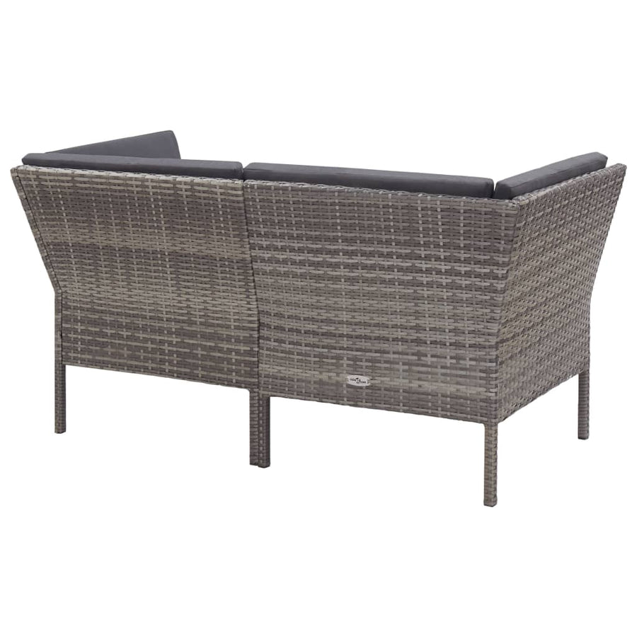 Loungeset Met Kussens Poly Rattan Grijs