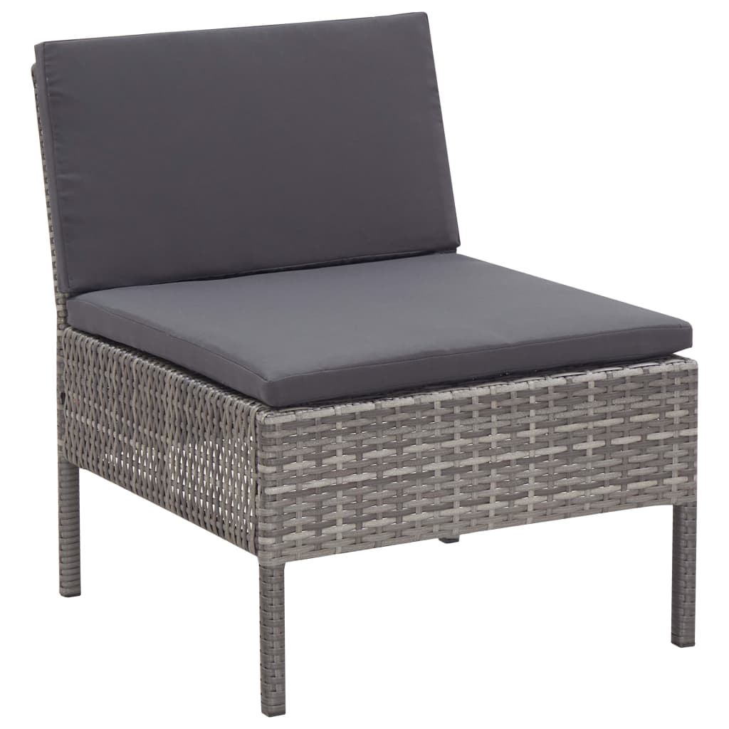 Loungeset Met Kussens Poly Rattan Grijs