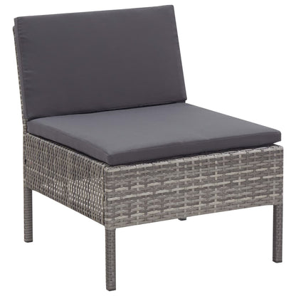 Loungeset Met Kussens Poly Rattan Grijs