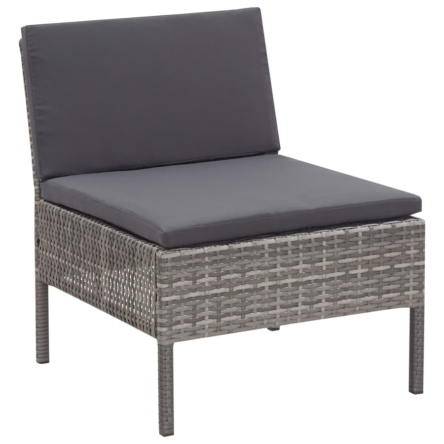 Loungeset Met Kussens Poly Rattan Grijs