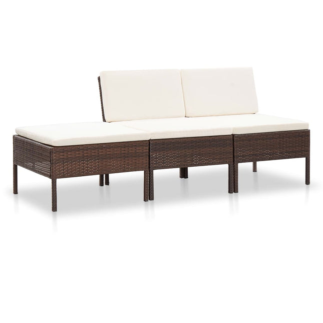 -Delige Loungeset Met Kussens Poly Rattan Bruin