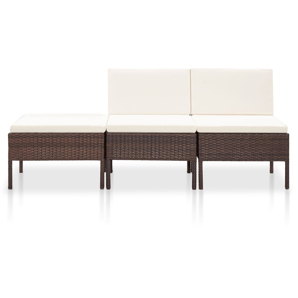 -Delige Loungeset Met Kussens Poly Rattan Bruin