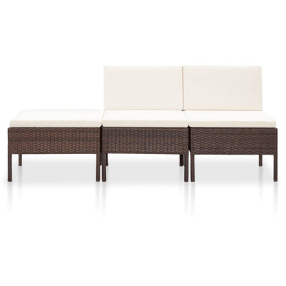 -Delige Loungeset Met Kussens Poly Rattan Bruin
