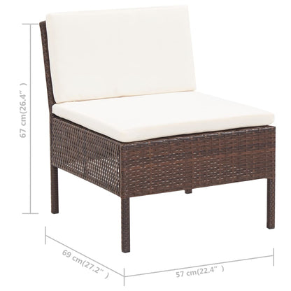 -Delige Loungeset Met Kussens Poly Rattan Bruin