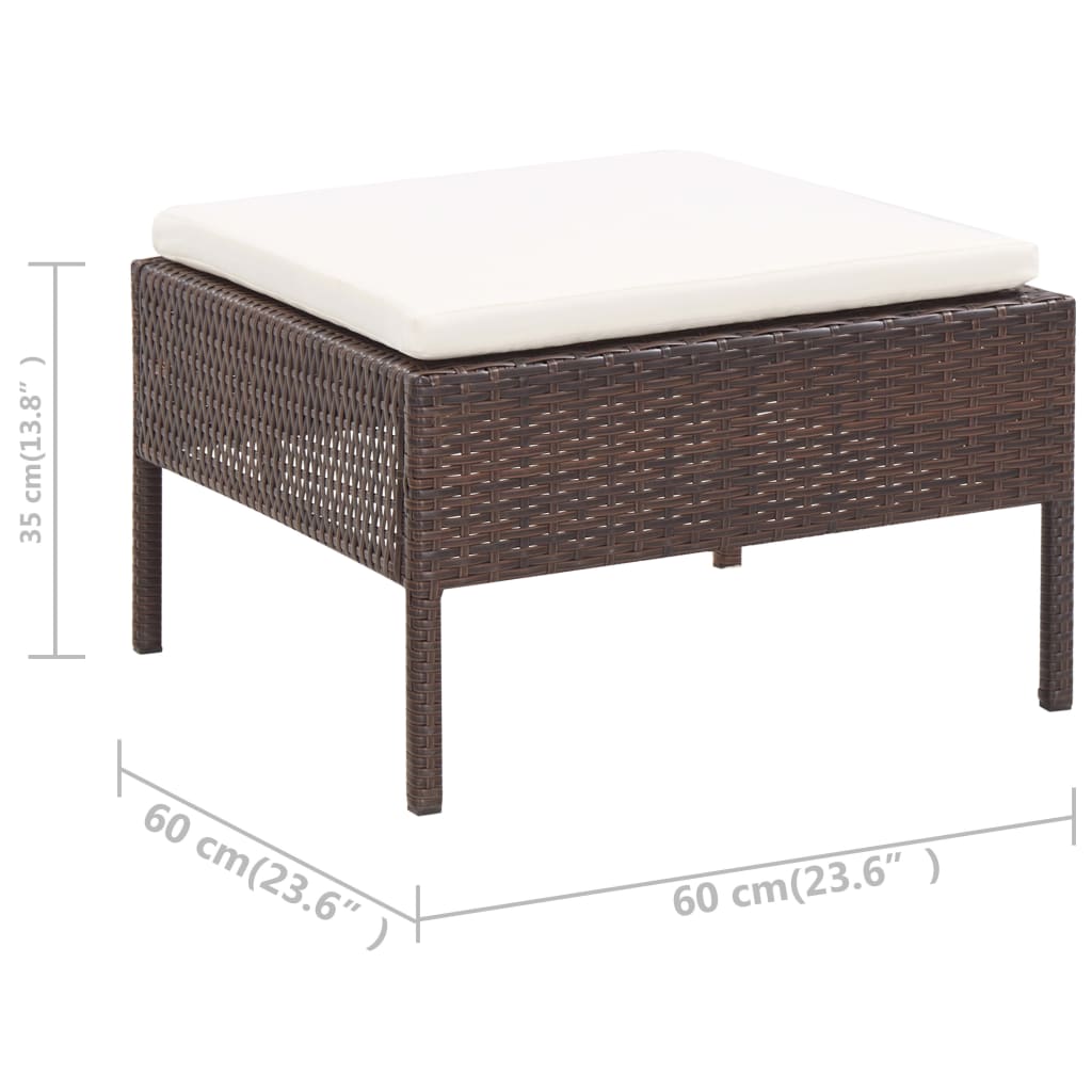 -Delige Loungeset Met Kussens Poly Rattan Bruin