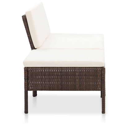 -Delige Loungeset Met Kussens Poly Rattan Bruin