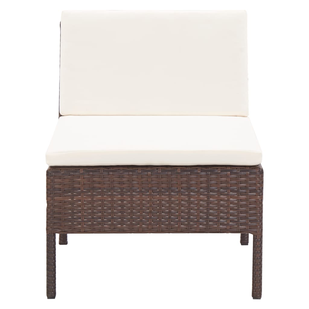 -Delige Loungeset Met Kussens Poly Rattan Bruin