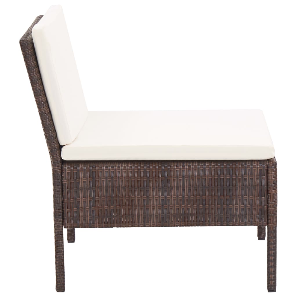 -Delige Loungeset Met Kussens Poly Rattan Bruin