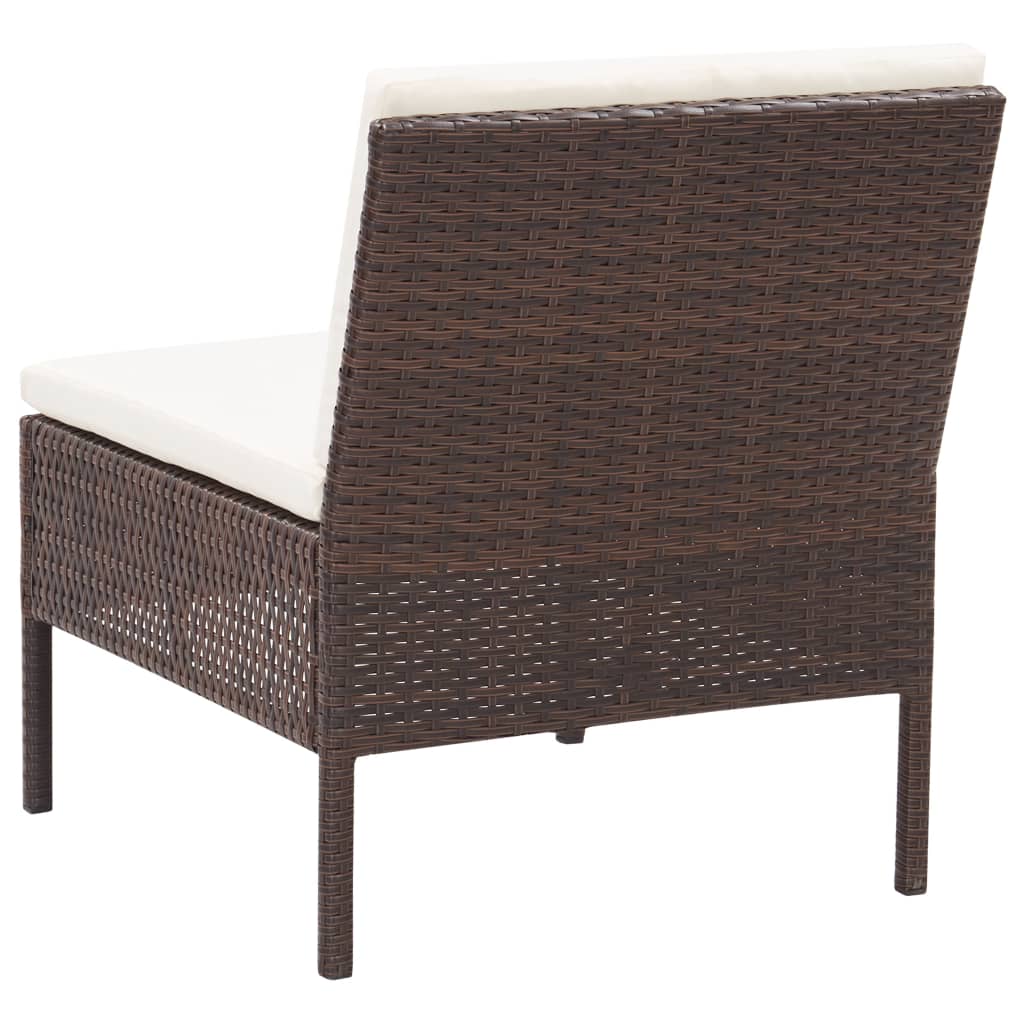 -Delige Loungeset Met Kussens Poly Rattan Bruin