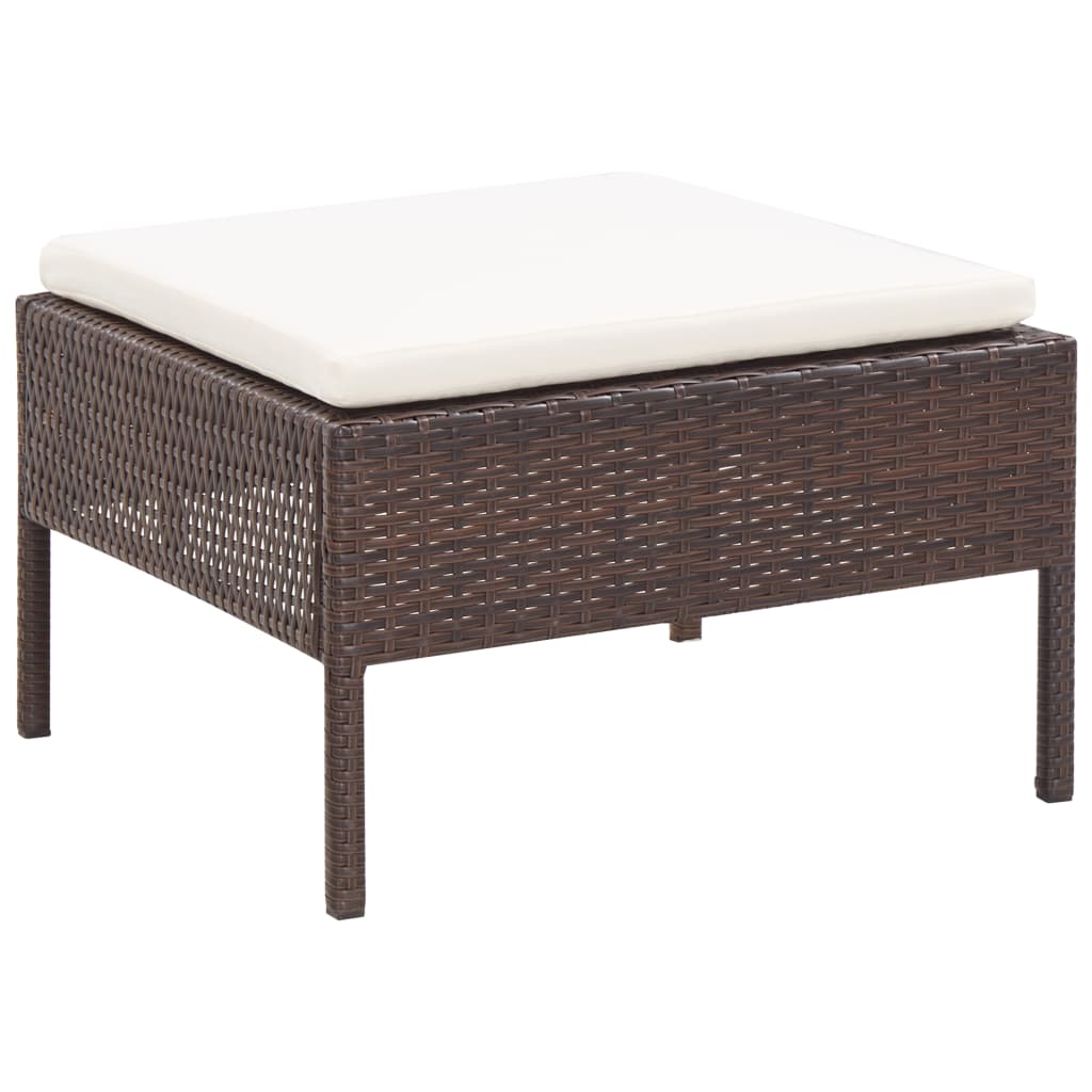 -Delige Loungeset Met Kussens Poly Rattan Bruin