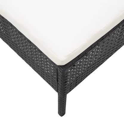 3-delige Loungeset met kussens poly rattan zwart