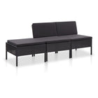 -Delige Loungeset Met Kussens Poly Rattan Zwart