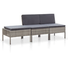 -Delige Loungeset Met Kussens Poly Rattan Grijs