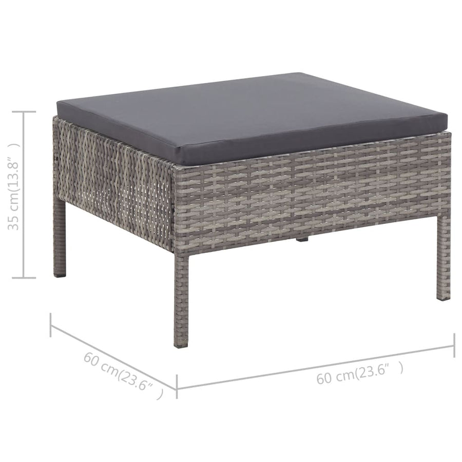 -Delige Loungeset Met Kussens Poly Rattan Grijs