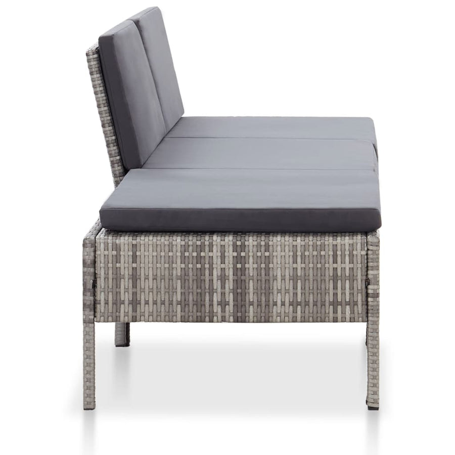 -Delige Loungeset Met Kussens Poly Rattan Grijs