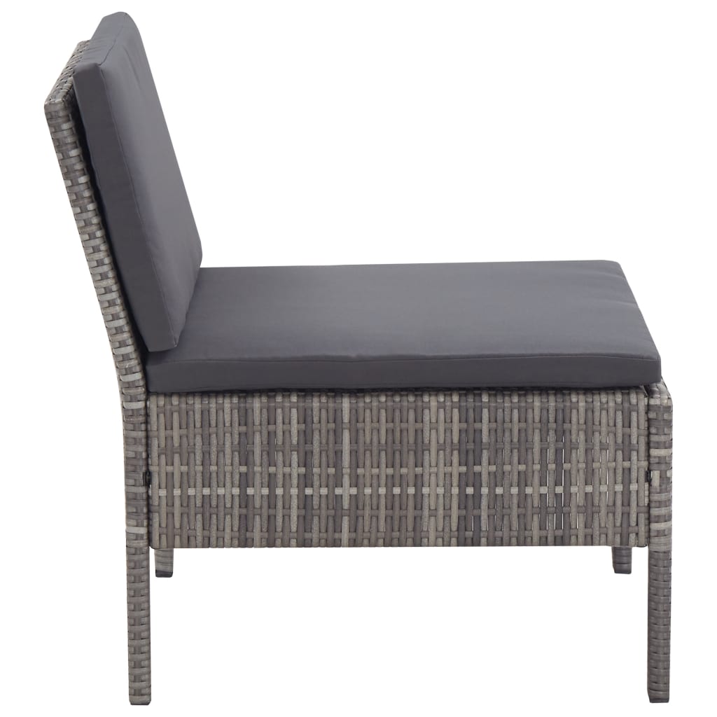 -Delige Loungeset Met Kussens Poly Rattan Grijs