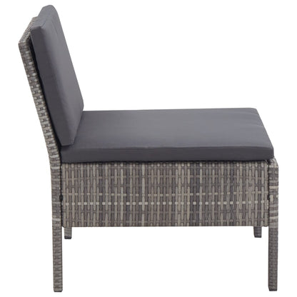 -Delige Loungeset Met Kussens Poly Rattan Grijs