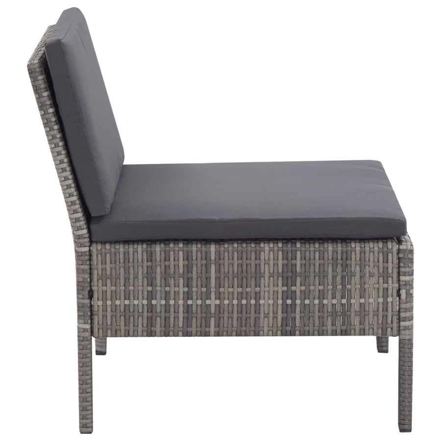 -Delige Loungeset Met Kussens Poly Rattan Grijs