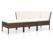 Loungeset 3-delig poly rattan bruin