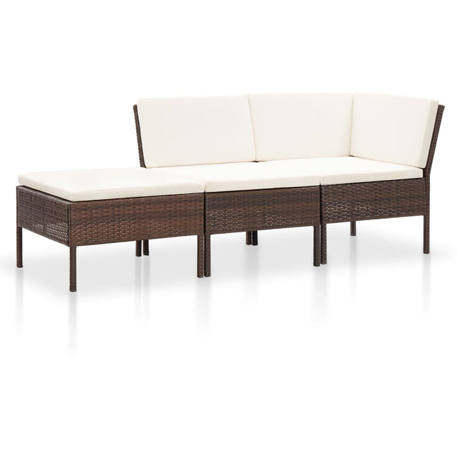 -Delige Loungeset Met Kussens Poly Rattan Bruin