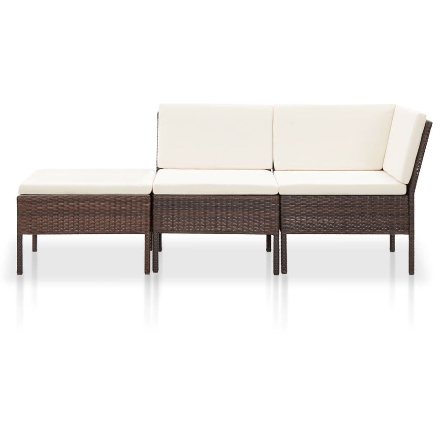 -Delige Loungeset Met Kussens Poly Rattan Bruin