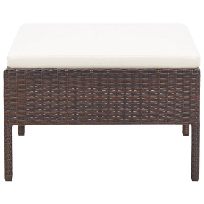 -Delige Loungeset Met Kussens Poly Rattan Bruin