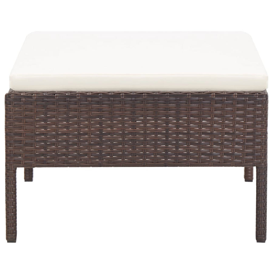 -Delige Loungeset Met Kussens Poly Rattan Bruin