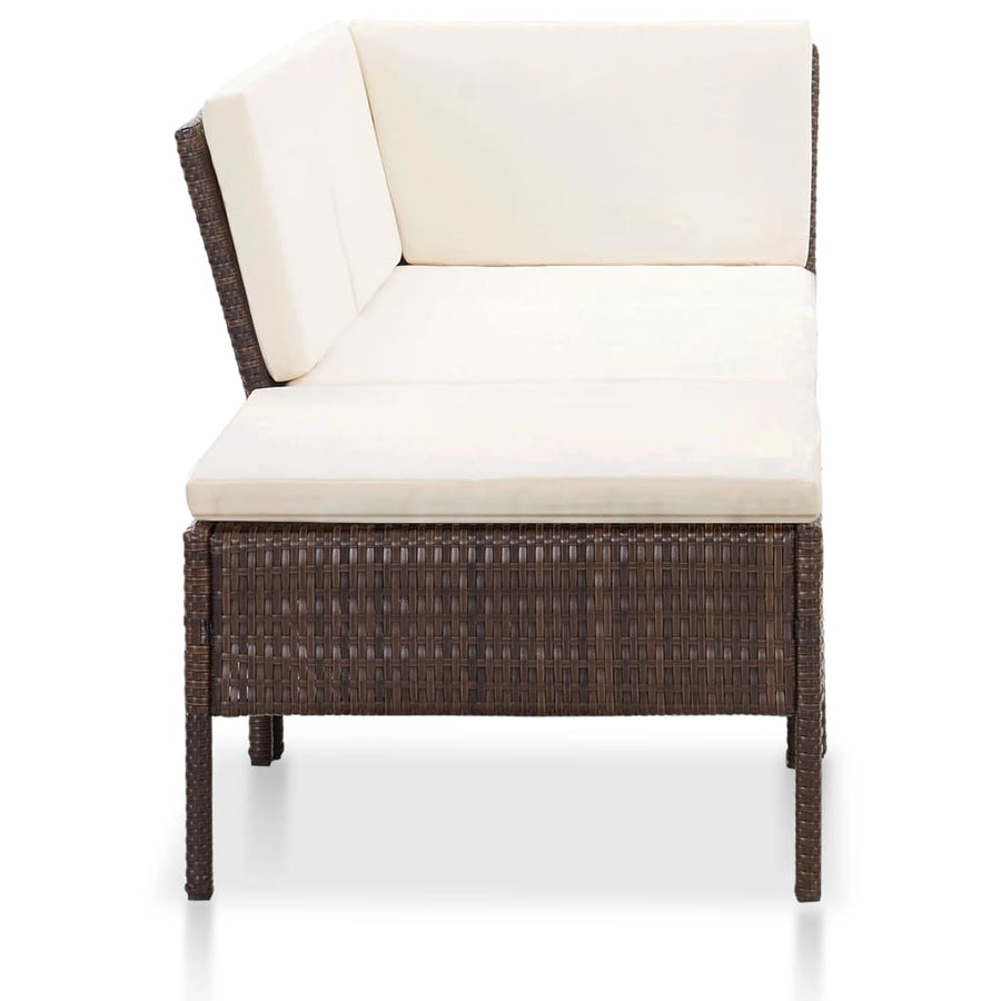 -Delige Loungeset Met Kussens Poly Rattan Bruin