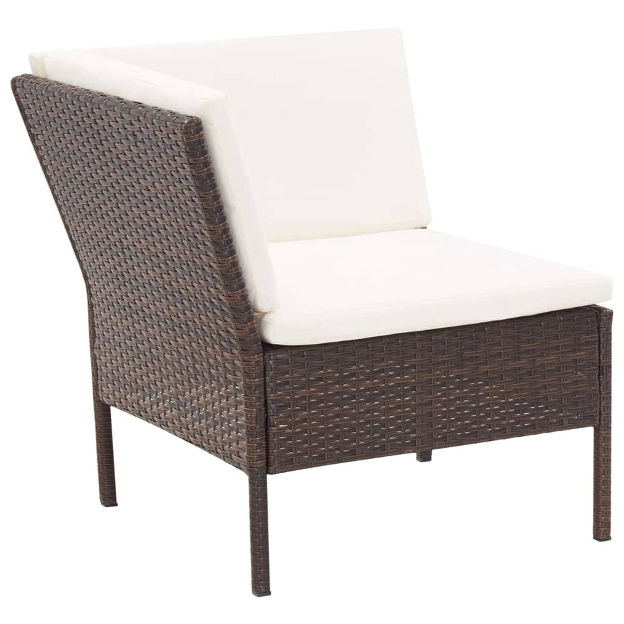 -Delige Loungeset Met Kussens Poly Rattan Bruin