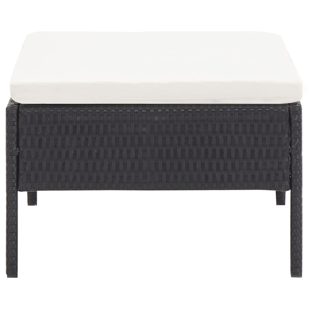 -Delige Loungeset Met Kussens Poly Rattan Zwart en wit