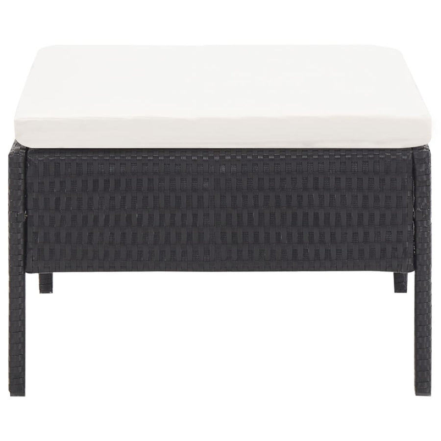 -Delige Loungeset Met Kussens Poly Rattan Zwart en wit