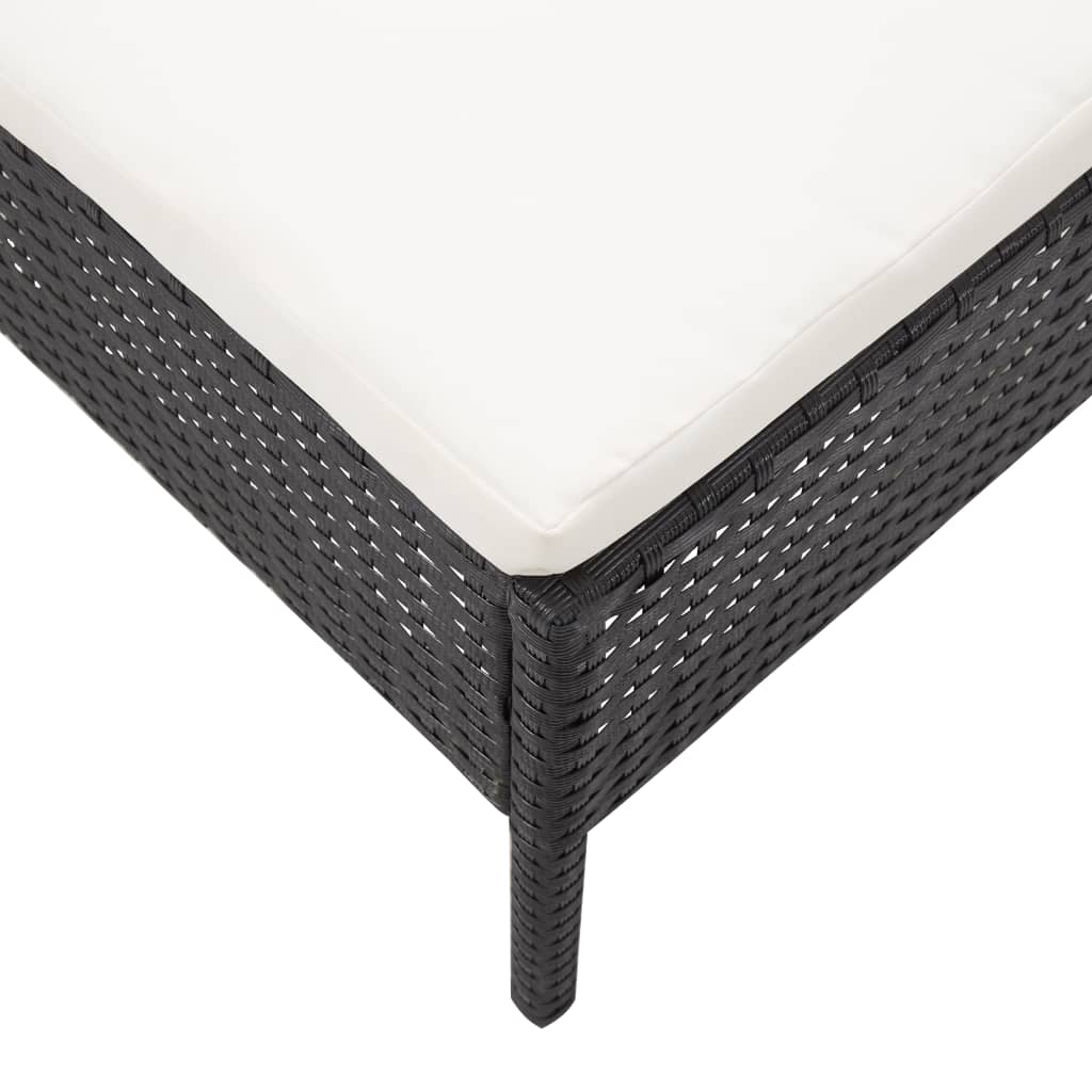 -Delige Loungeset Met Kussens Poly Rattan Zwart en wit