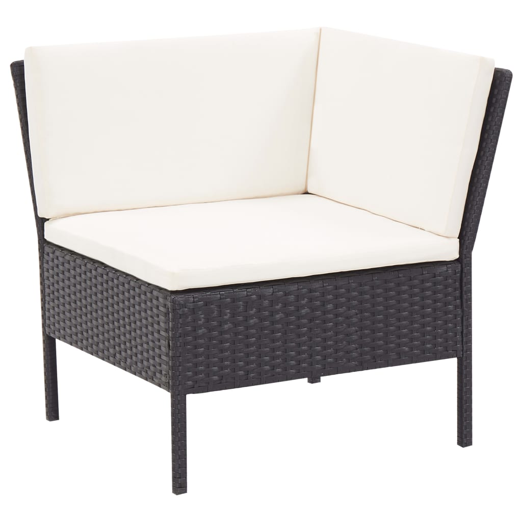 -Delige Loungeset Met Kussens Poly Rattan Zwart en wit