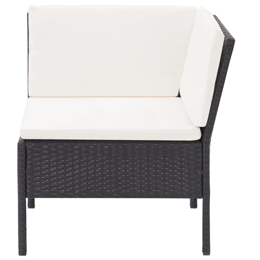 -Delige Loungeset Met Kussens Poly Rattan Zwart en wit
