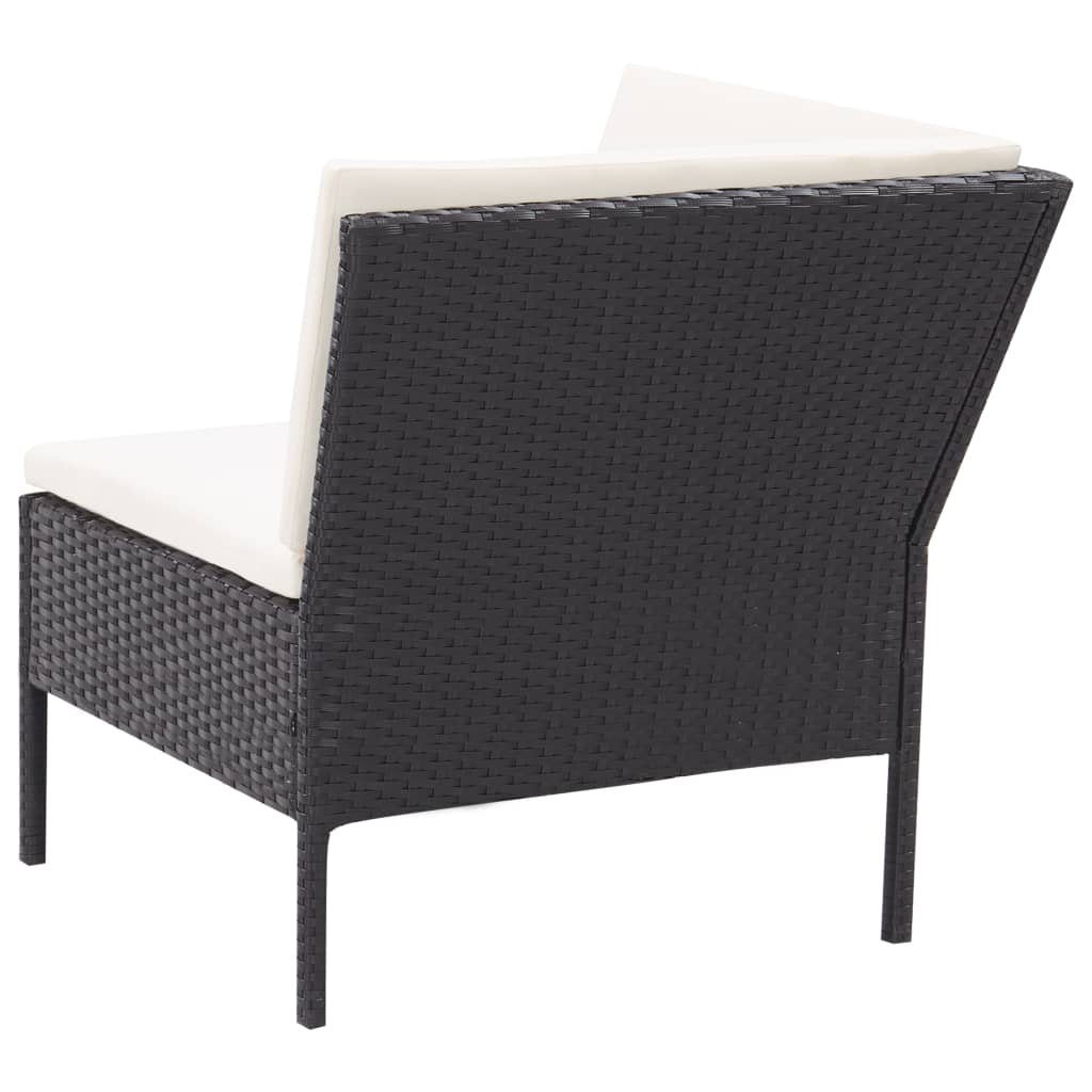 -Delige Loungeset Met Kussens Poly Rattan Zwart en wit
