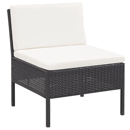 -Delige Loungeset Met Kussens Poly Rattan Zwart en wit