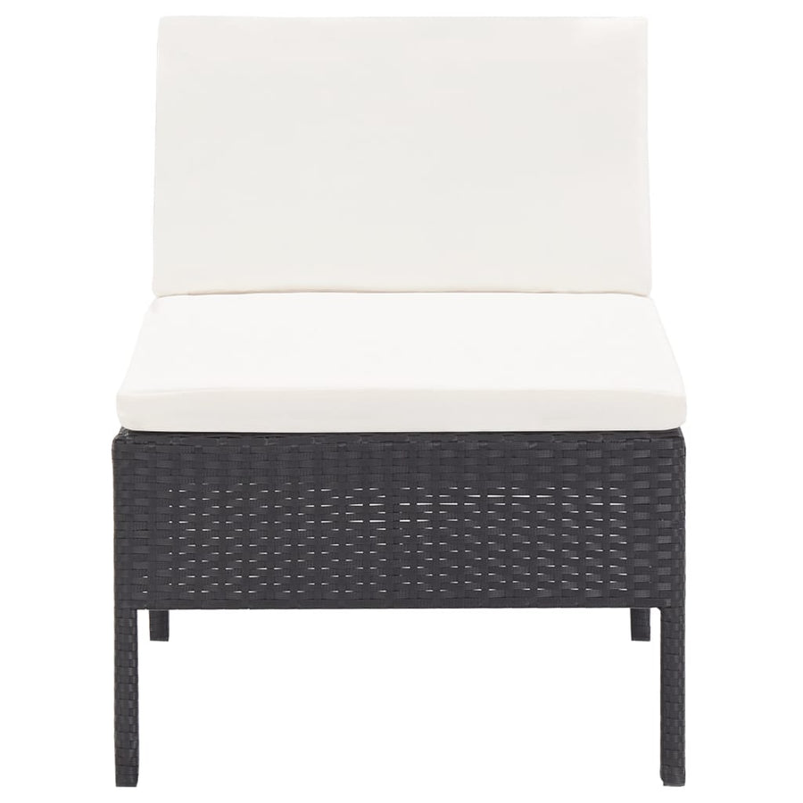 -Delige Loungeset Met Kussens Poly Rattan Zwart en wit