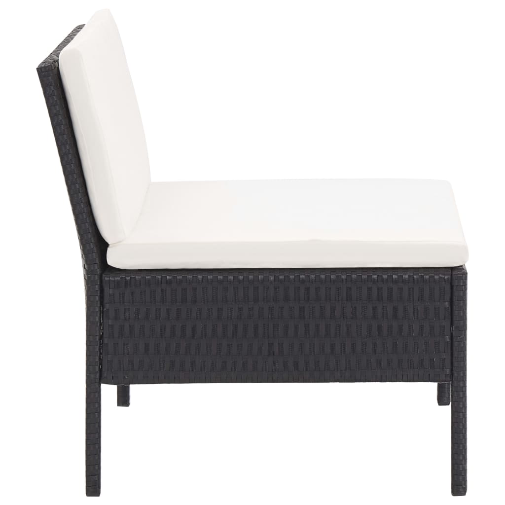 -Delige Loungeset Met Kussens Poly Rattan Zwart en wit