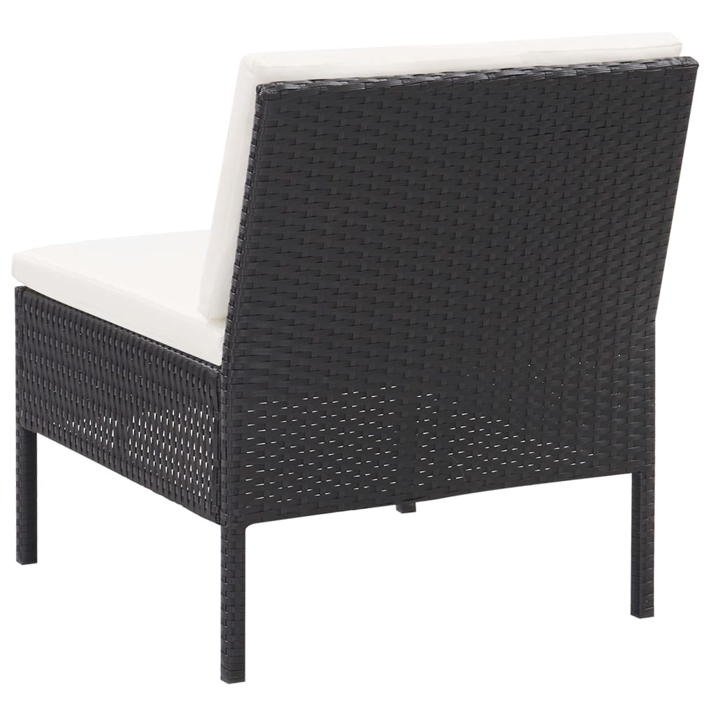 -Delige Loungeset Met Kussens Poly Rattan Zwart en wit