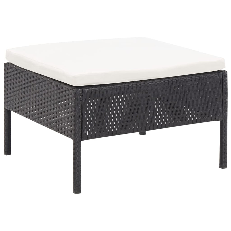 -Delige Loungeset Met Kussens Poly Rattan Zwart en wit