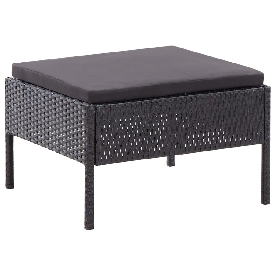 Loungeset Met Kussens Poly Rattan Zwart