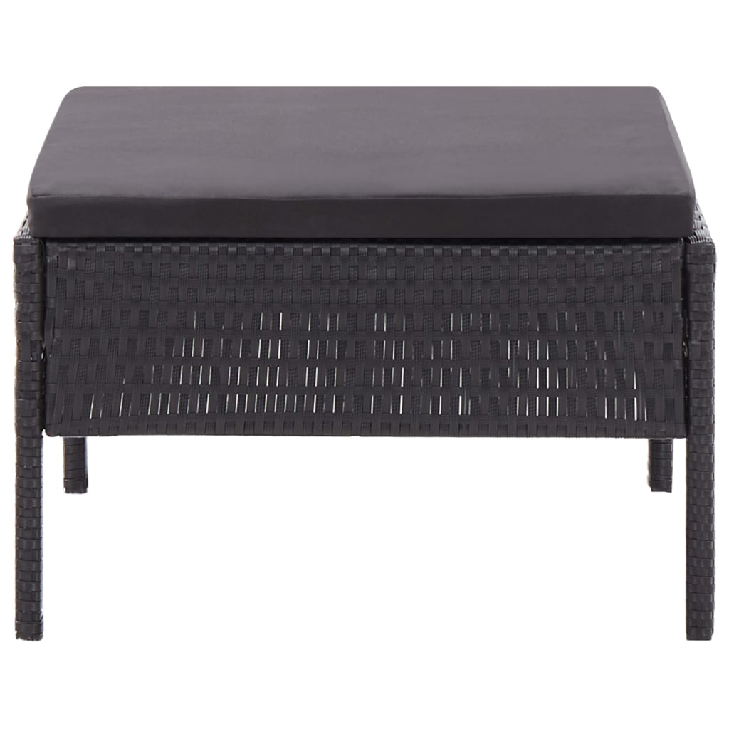 Loungeset Met Kussens Poly Rattan Zwart