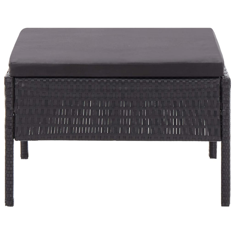 Loungeset Met Kussens Poly Rattan Zwart