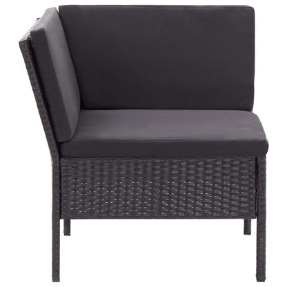 Loungeset Met Kussens Poly Rattan Zwart