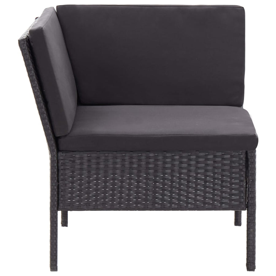 Loungeset Met Kussens Poly Rattan Zwart