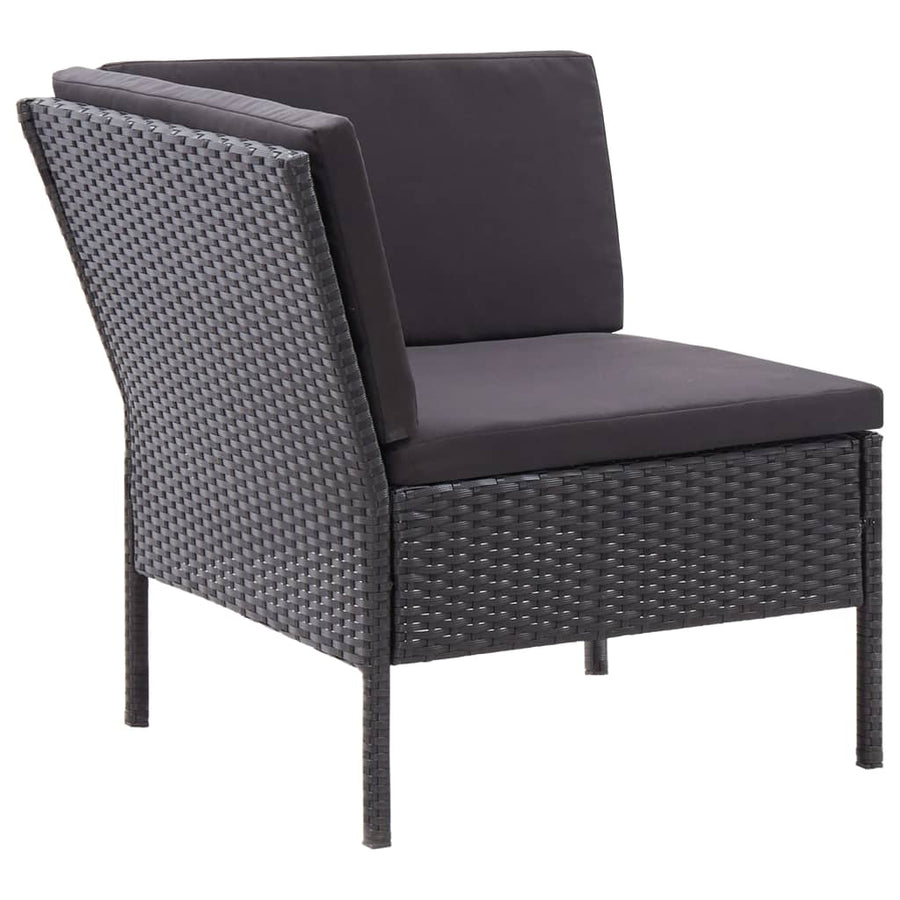 Loungeset Met Kussens Poly Rattan Zwart