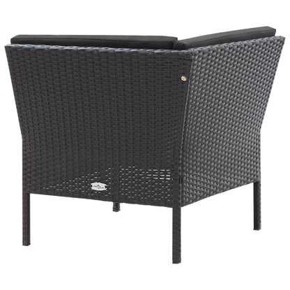 Loungeset Met Kussens Poly Rattan Zwart