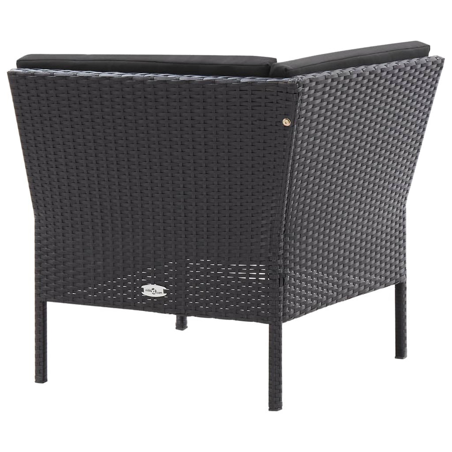 Loungeset Met Kussens Poly Rattan Zwart