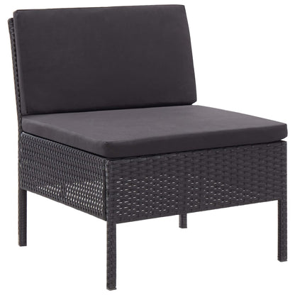 Loungeset Met Kussens Poly Rattan Zwart