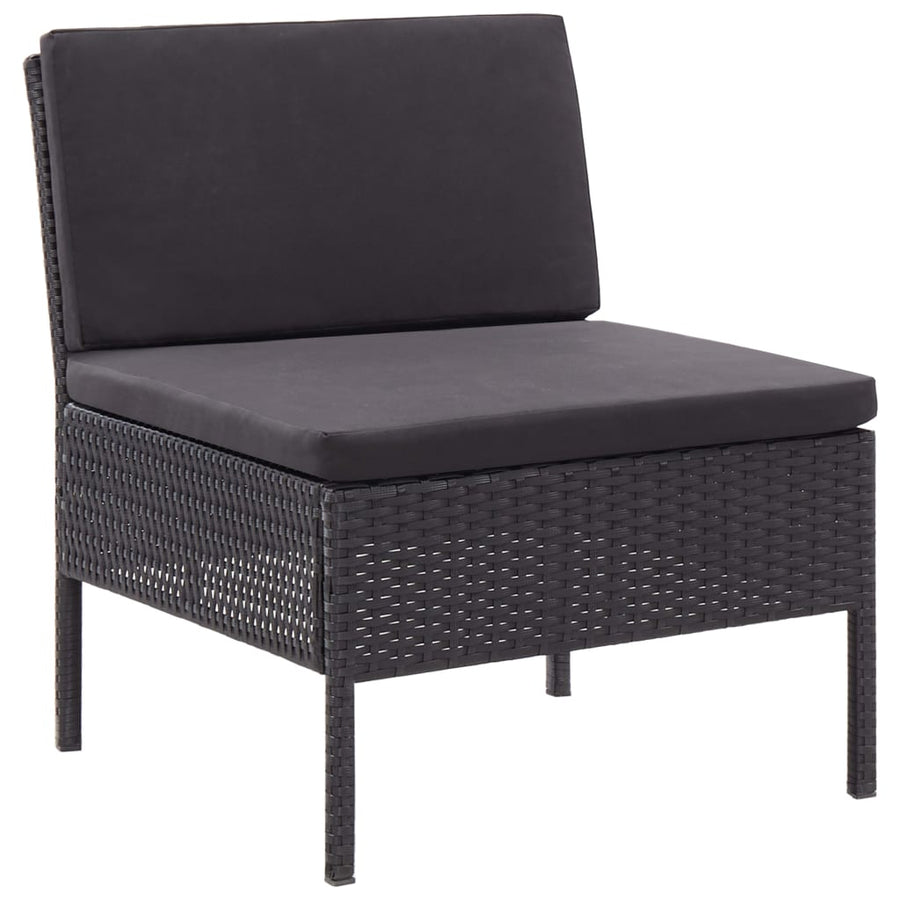 Loungeset Met Kussens Poly Rattan Zwart